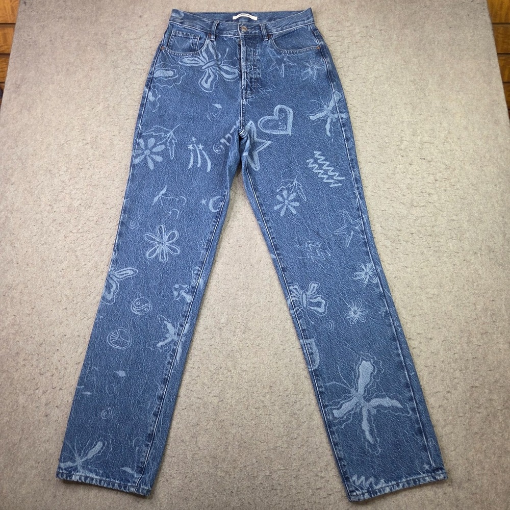 PacSun Stretch Dad Jeans Womens 28 High Rise Relaxed Straight Leg Button Fly NEW